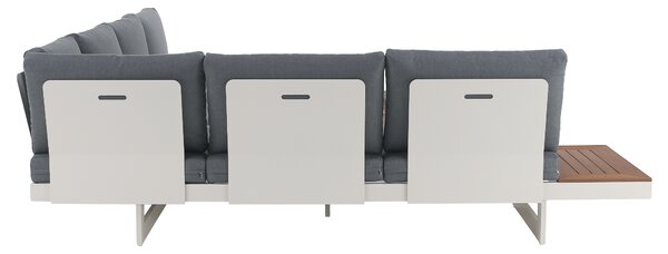 KONDELA Záhradný set, biela/sivá/dub, hliník, ZOTIKO