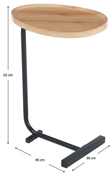 KONDELA Príručný stolík, dub/čierna, ABERY