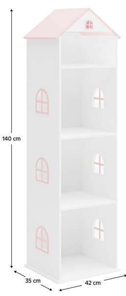 KONDELA Detská knižnica, biela/ružová, MAISON TYP 2