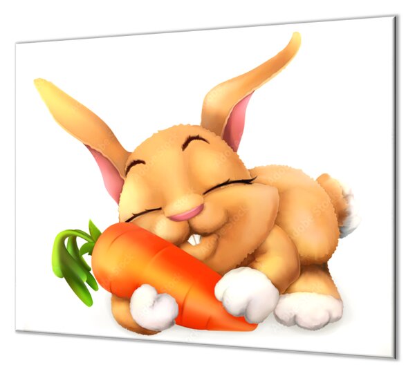Ochranná doska spiaca roztomilý králik s mrkvou - 52x60cm / ANO