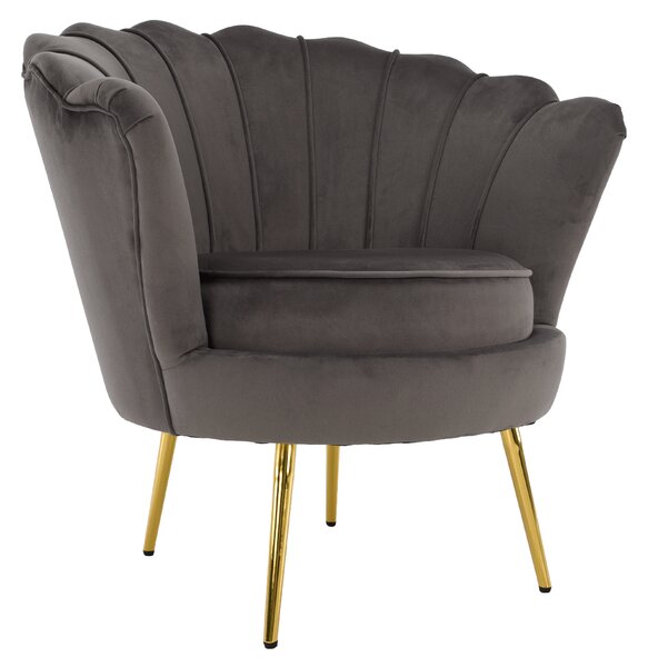 KONDELA Kreslo v štýle Art-deco, sivohnedá Velvet látka/gold chróm zlatý, NOBLEO