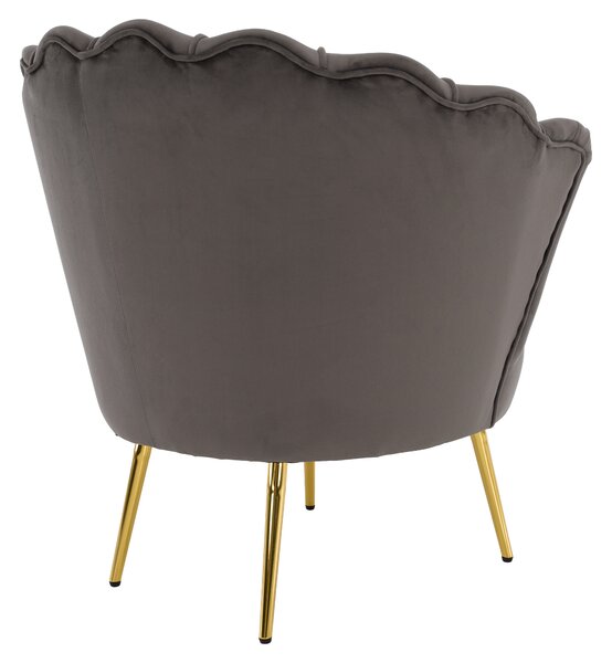 KONDELA Kreslo v štýle Art-deco, sivohnedá Velvet látka/gold chróm zlatý, NOBLEO