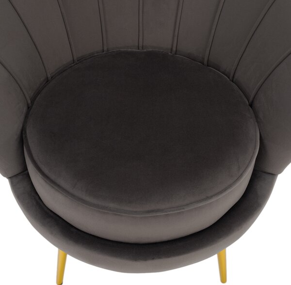 KONDELA Kreslo v štýle Art-deco, sivohnedá Velvet látka/gold chróm zlatý, NOBLEO