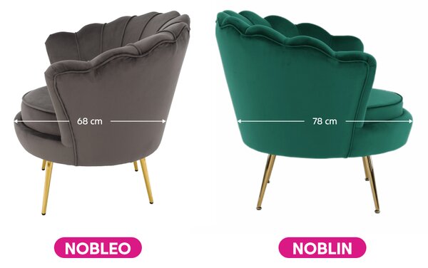 KONDELA Kreslo v štýle Art-deco, smaragdová Velvet látka/gold chróm-zlatý, NOBLIN