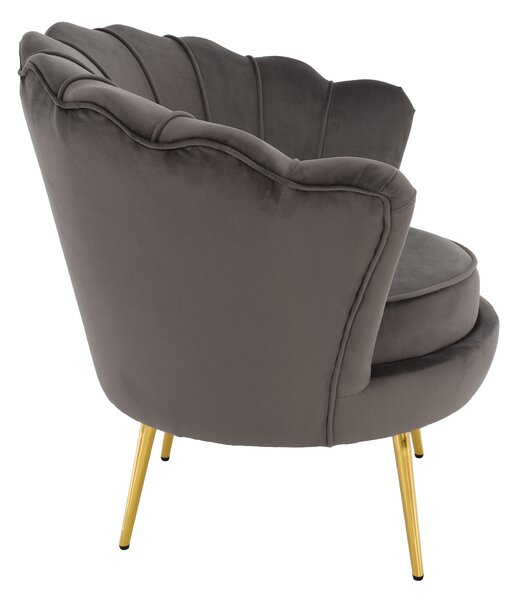KONDELA Kreslo v štýle Art-deco, sivohnedá Velvet látka/gold chróm zlatý, NOBLEO