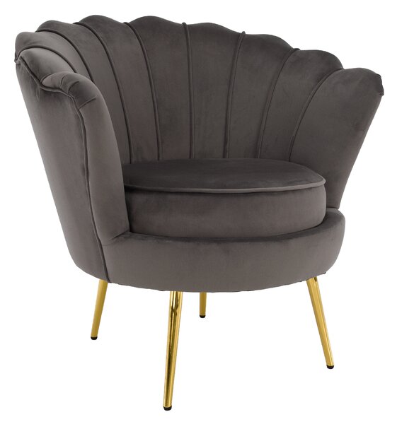 KONDELA Kreslo v štýle Art-deco, sivohnedá Velvet látka/gold chróm zlatý, NOBLEO