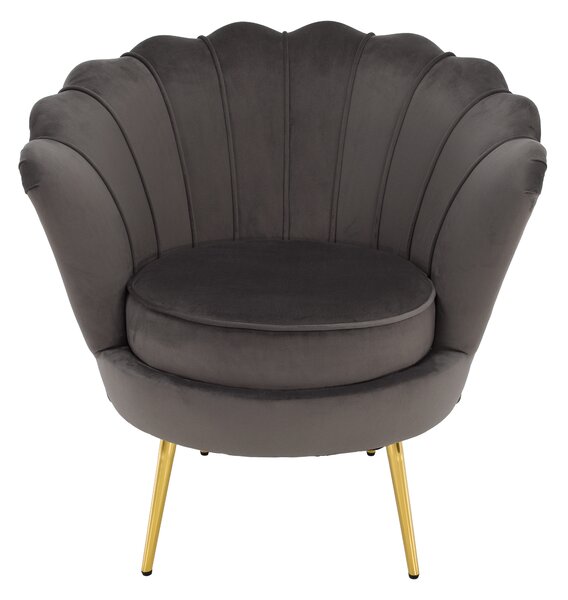 KONDELA Kreslo v štýle Art-deco, sivohnedá Velvet látka/gold chróm zlatý, NOBLEO