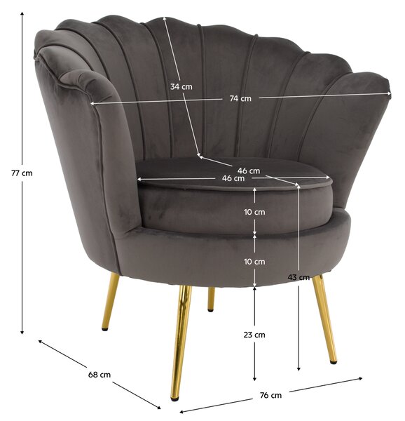 KONDELA Kreslo v štýle Art-deco, sivohnedá Velvet látka/gold chróm zlatý, NOBLEO
