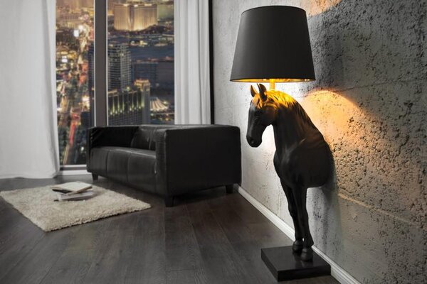 Invicta Interior - Extravagantná stojanová lampa BLACK BEAUTY 130 cm čierna