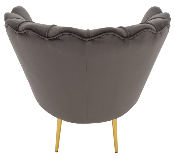 KONDELA Kreslo v štýle Art-deco, sivohnedá Velvet látka/gold chróm zlatý, NOBLEO