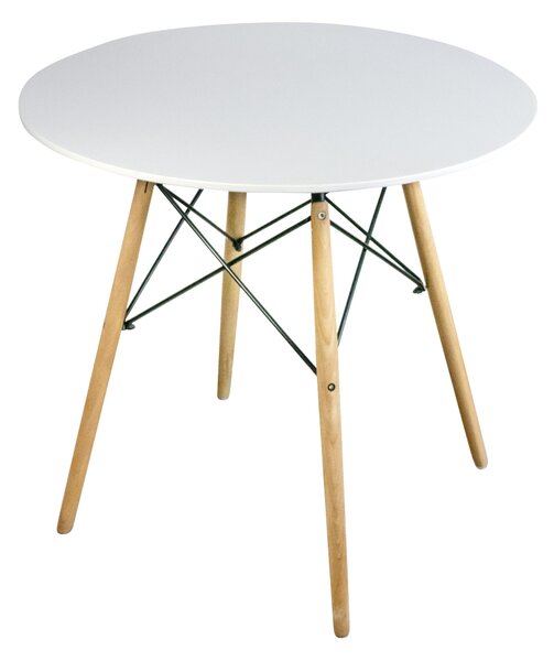 Jedálenský stôl v škandinávskom štýle okrúhly - biely (80cm)