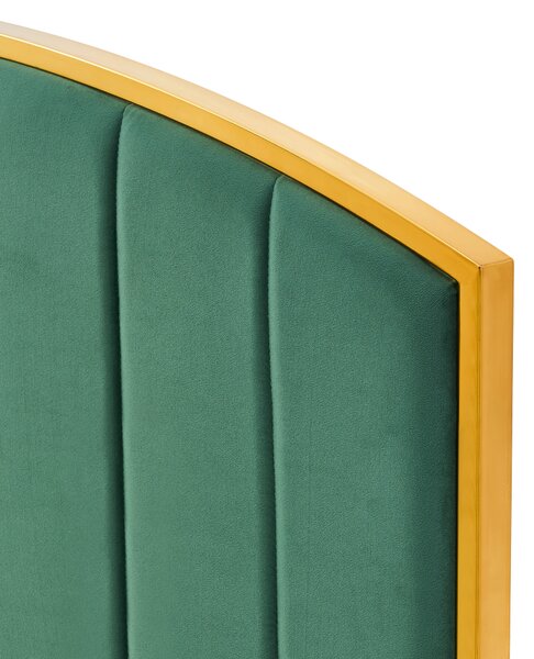 KONDELA Posteľ s roštom, 180x200, zelená Velvet látka/gold chróm zlatá, GEORGIA