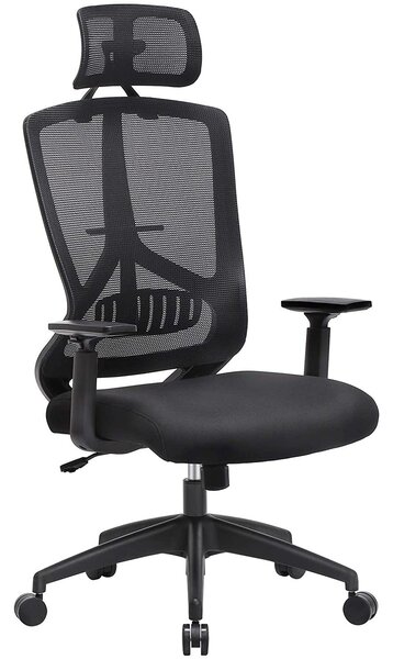 Kancelárska ergonomická stolička s bedrovou opierkou a s funkciou kolísania, čierna