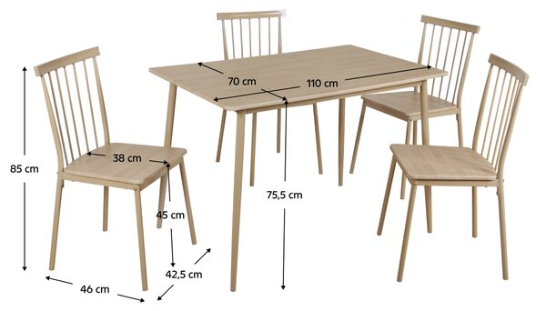 KONDELA Jedálenský set 1+4, buk prírodný, SENDO