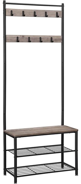 VASAGLE Vešiakový stojan na šaty s lavicou na topánky, výška 175 cm