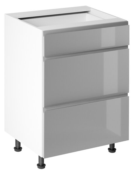 KONDELA Spodná skrinka, biela/sivá extra vysoký lesk HG, AURORA D60S3