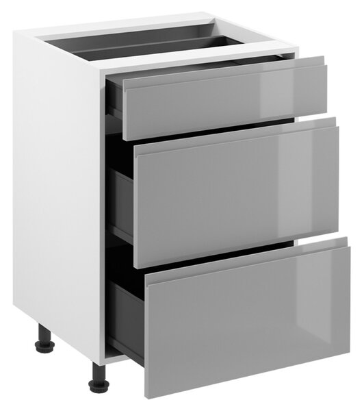 KONDELA Spodná skrinka, biela/sivá extra vysoký lesk HG, AURORA D60S3