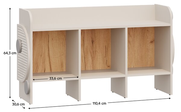 KONDELA Otvorený regál, kašmír/dub craft zlatý/sivá, PIGA