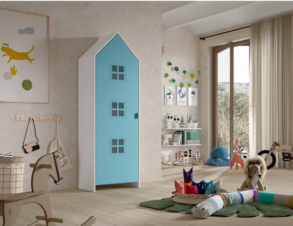 Biela/svetlomodrá detská šatníková skriňa 58x172x37 cm Casami Bruges – Vipack