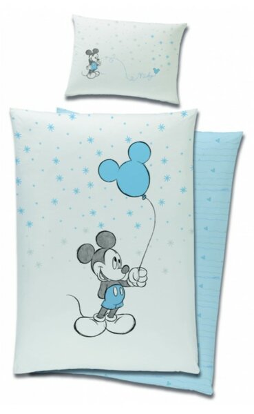 Luxusné obliečky Mickey Mouse a balónik, 120x90 cm, modré