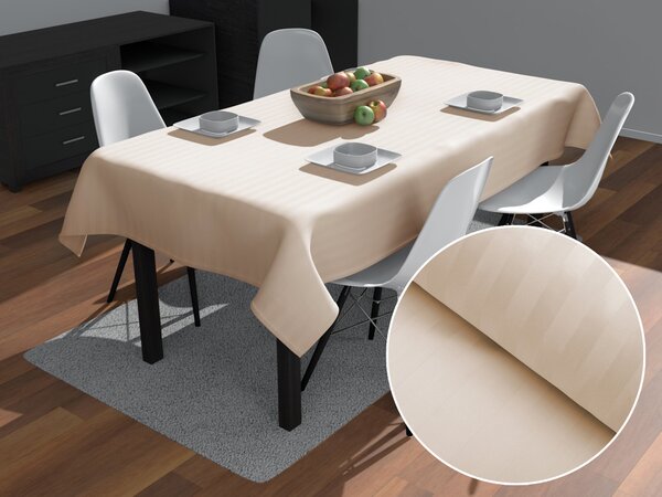 Biante Damaškový obdĺžnikový obrus Atlas Grádl béžové pásiky 2 cm DM-018 50x100 cm
