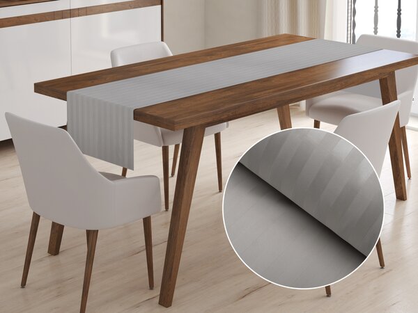 Biante Damaškový behúň na stôl Atlas Grádl hnedosivé pásiky 2 cm DM-019 20x120 cm