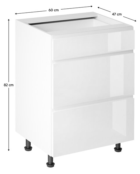 KONDELA Spodná skrinka, biela/biela extra vysoký lesk HG, AURORA D60S3