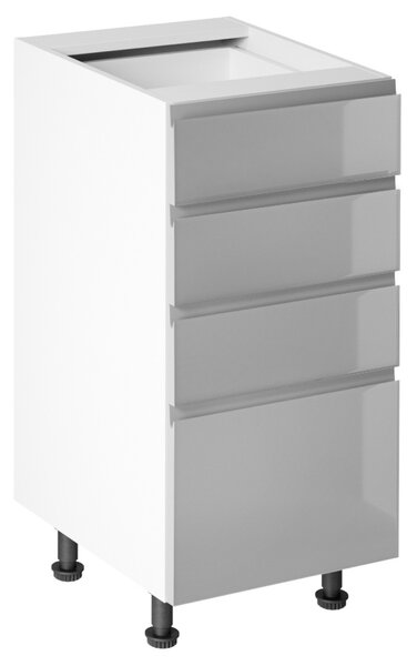 KONDELA Spodná skrinka, biela/sivá extra vysoký lesk HG, AURORA D40S4