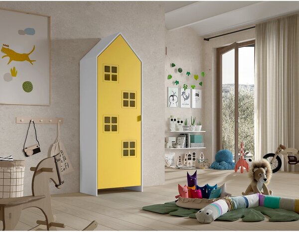 Žltá/biela detská šatníková skriňa 58x172x37 cm Casami Bruges – Vipack