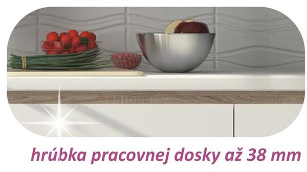 KONDELA Dolná skrinka D 80, vysoký biely lesk/dub sonoma, LINE