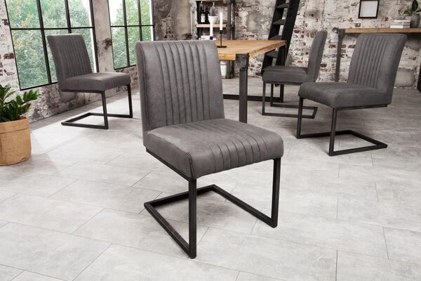 Invicta Interior - Elegantná konzolová stolička BIG ASTON vintage šedá, kovový rám