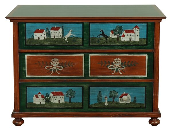 Maľovaná a patinovaná truhla so spodnou zásuvkou