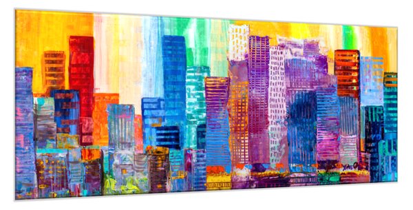 Obraz sklenený abstraktné farebné mrakodrapy - 30 x 60 cm