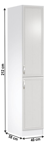 KONDELA Potravinová skrinka D40SP, biela/sosna Andersen, pravá, SICILIA
