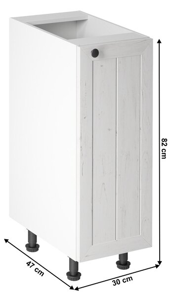 KONDELA Dolná skrinka D30, pravá, biela/sosna andersen, PROVANCE