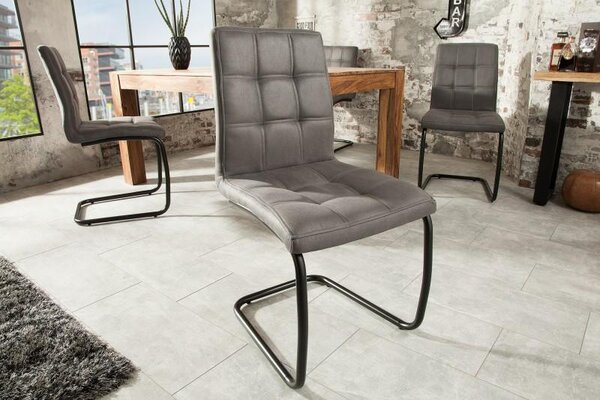 Invicta Interior - Dizajnová konzolová stolička MIAMI šedá s ozdobným prešívaním