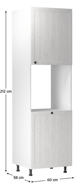 KONDELA Potravinová skrinka D60P, biela/sosna andersen, pravá, PROVANCE