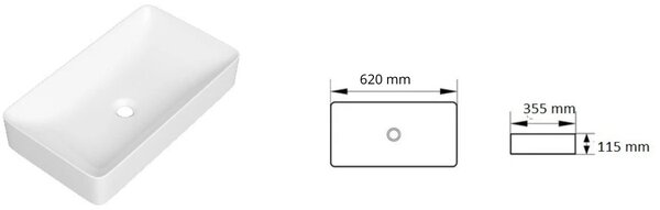 Gamma Sawa, umývadlo na dosku 620x355x115 mm, biela lesklá, GMA-UC-SAWA