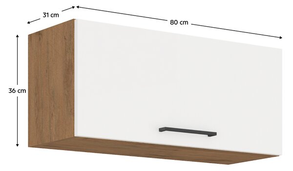 KONDELA Horná skrinka, dub lancelot/biela extra vysoký lesk HG, VEGA 80 GU-36 1F