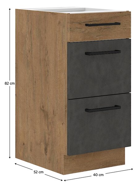 KONDELA Spodná skrinka, sivá matná/dub lancelot, VEGA 40 D 3S BB