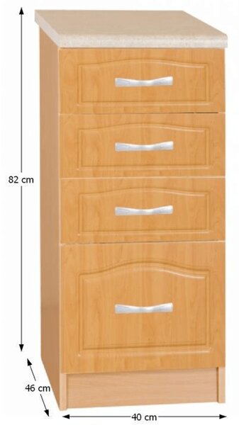KONDELA Kuchynská skrinka, jelša, LORA MDF NEW KLASIK S40SZ4