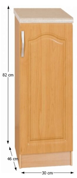 KONDELA Kuchynská skrinka, jelša, pravá, LORA MDF NEW KLASIK S30