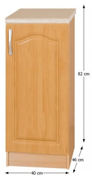 KONDELA Kuchynská skrinka, jelša, pravá, LORA MDF NEW KLASIK S40