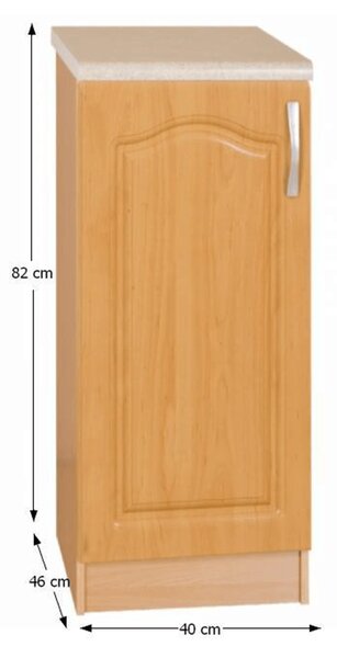 KONDELA Kuchynská skrinka, jelša, ľavá, LORA MDF NEW KLASIK S40