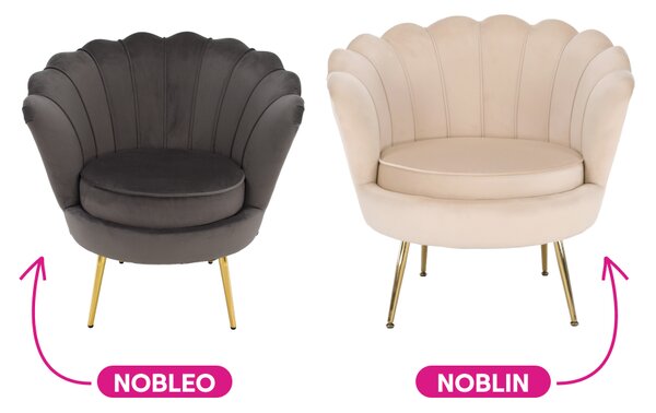 KONDELA Kreslo v štýle Art-deco, béžová Velvet látka/gold chróm-zlatý, NOBLIN