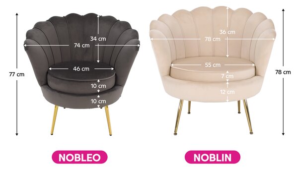KONDELA Kreslo v štýle Art-deco, béžová Velvet látka/gold chróm-zlatý, NOBLIN