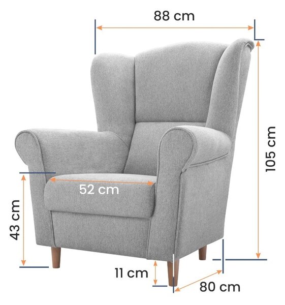 Kreslo ušiak s taburetom Loft - modrá