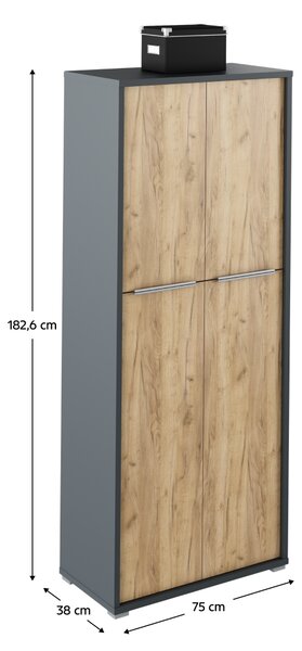 KONDELA Policová skriňa, grafit/dub artisan, RIOMA NEW TYP 07