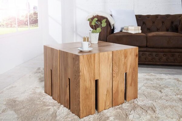 Invicta Interior - Elegantný príručný stolík CASTLE 30 cm divoký dub, prírodný