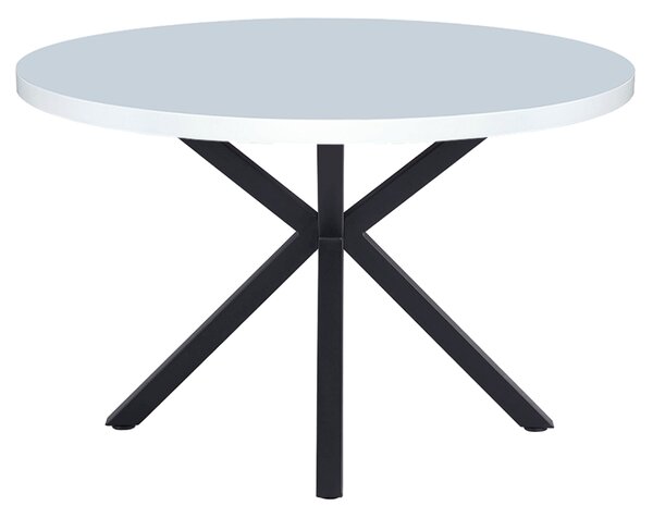 KONDELA Jedálenský stôl, biela matná/čierna, priemer 120 cm, MEDOR